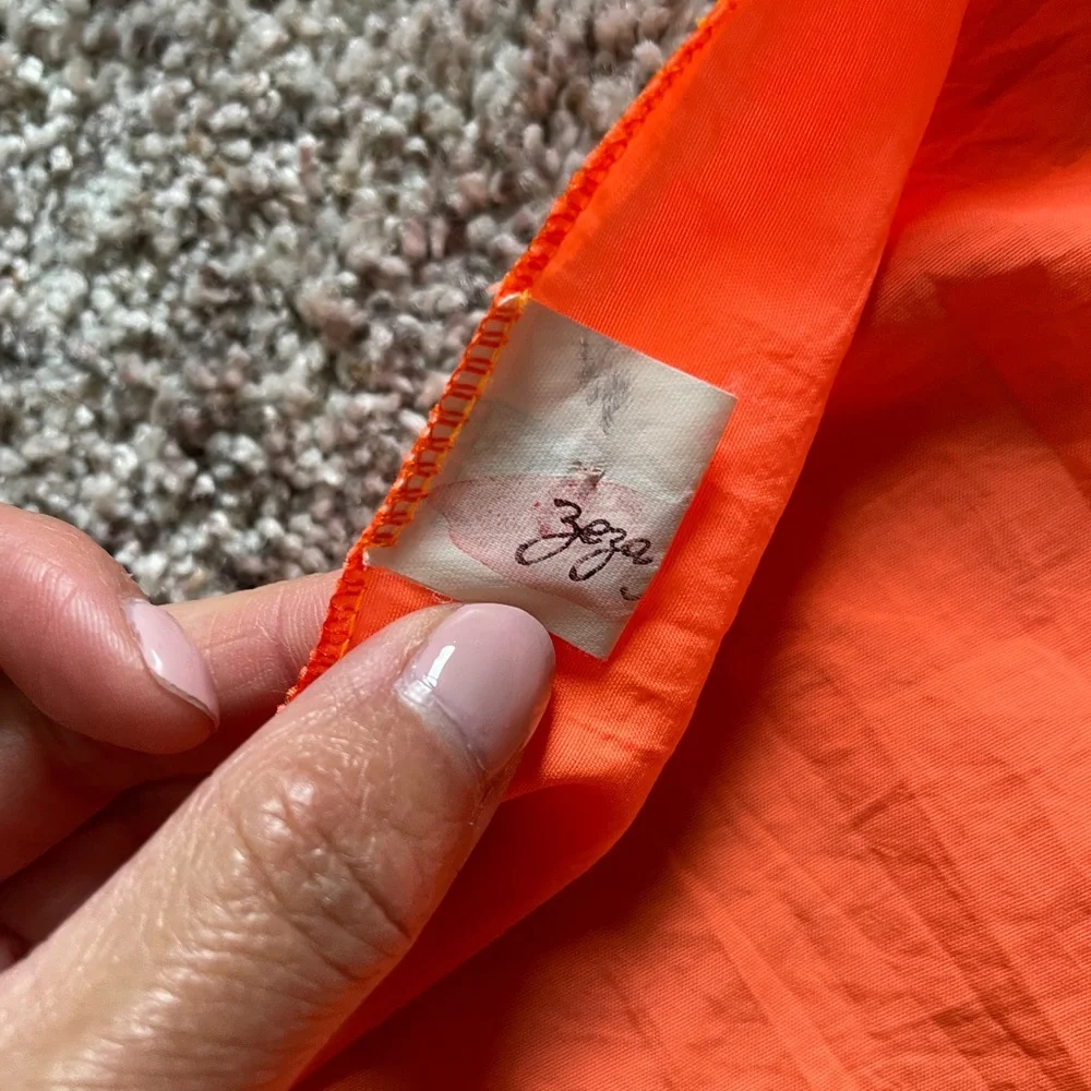 Zeza Sartos Fluorescent Orange Ruffle Swim Suit Skirt Cover Up